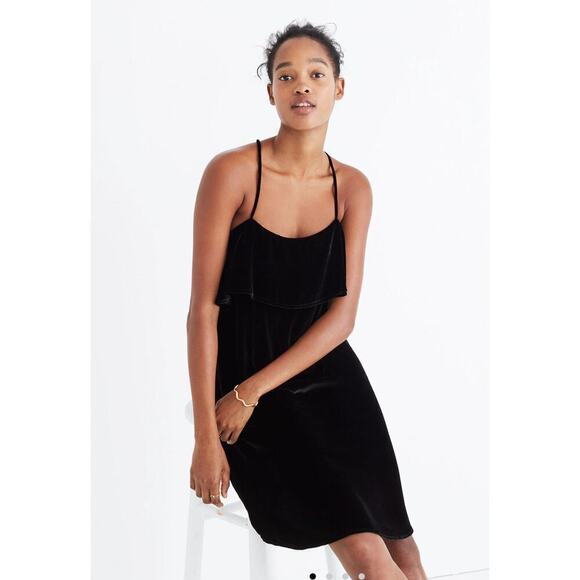 Madewell Velvet Ruffle Mini Dress - Picture 1 of 7